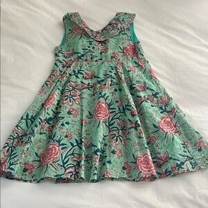 Charming Floral Kids Dress in Green and Pink